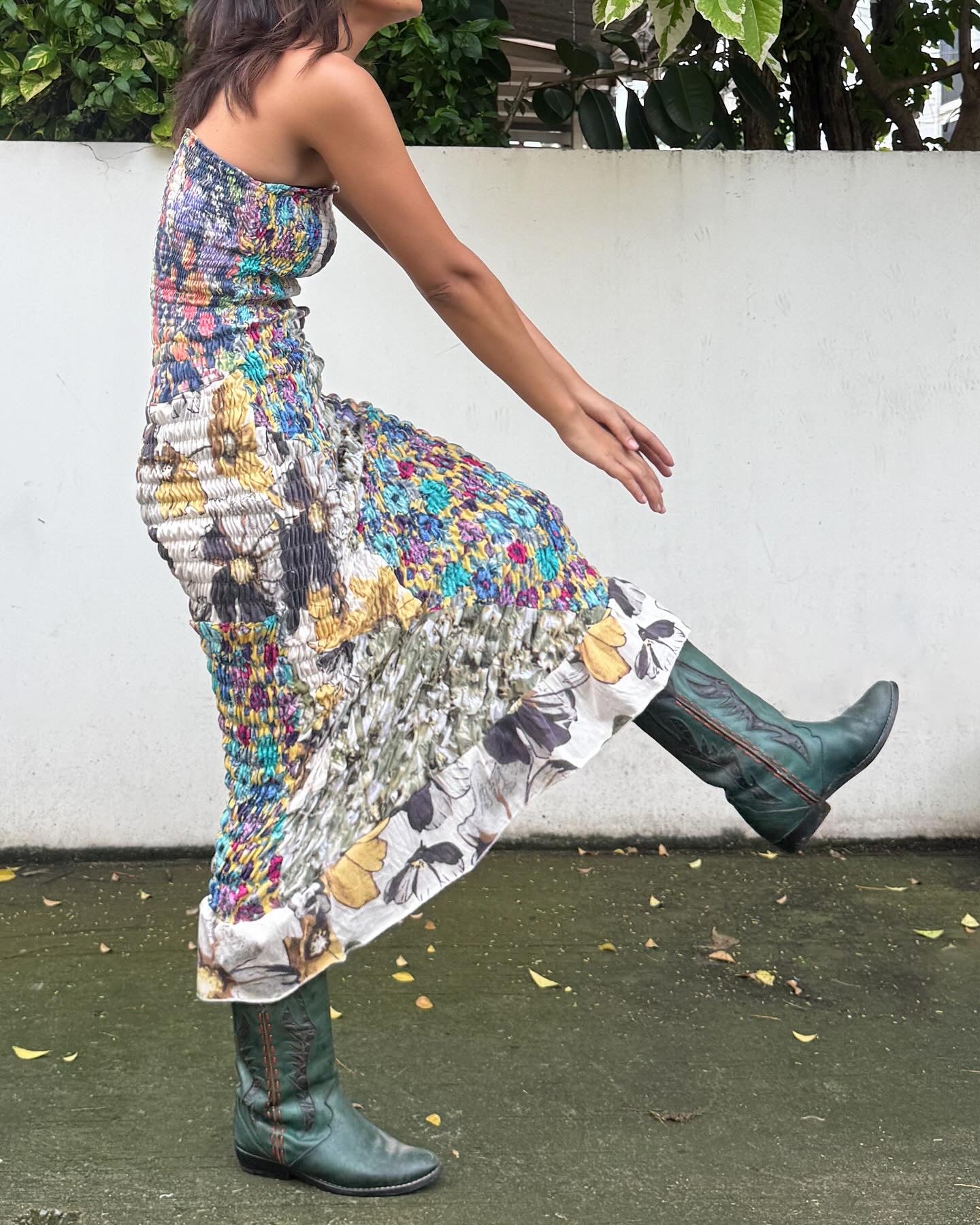 Floral Patchwork Smock Dress
