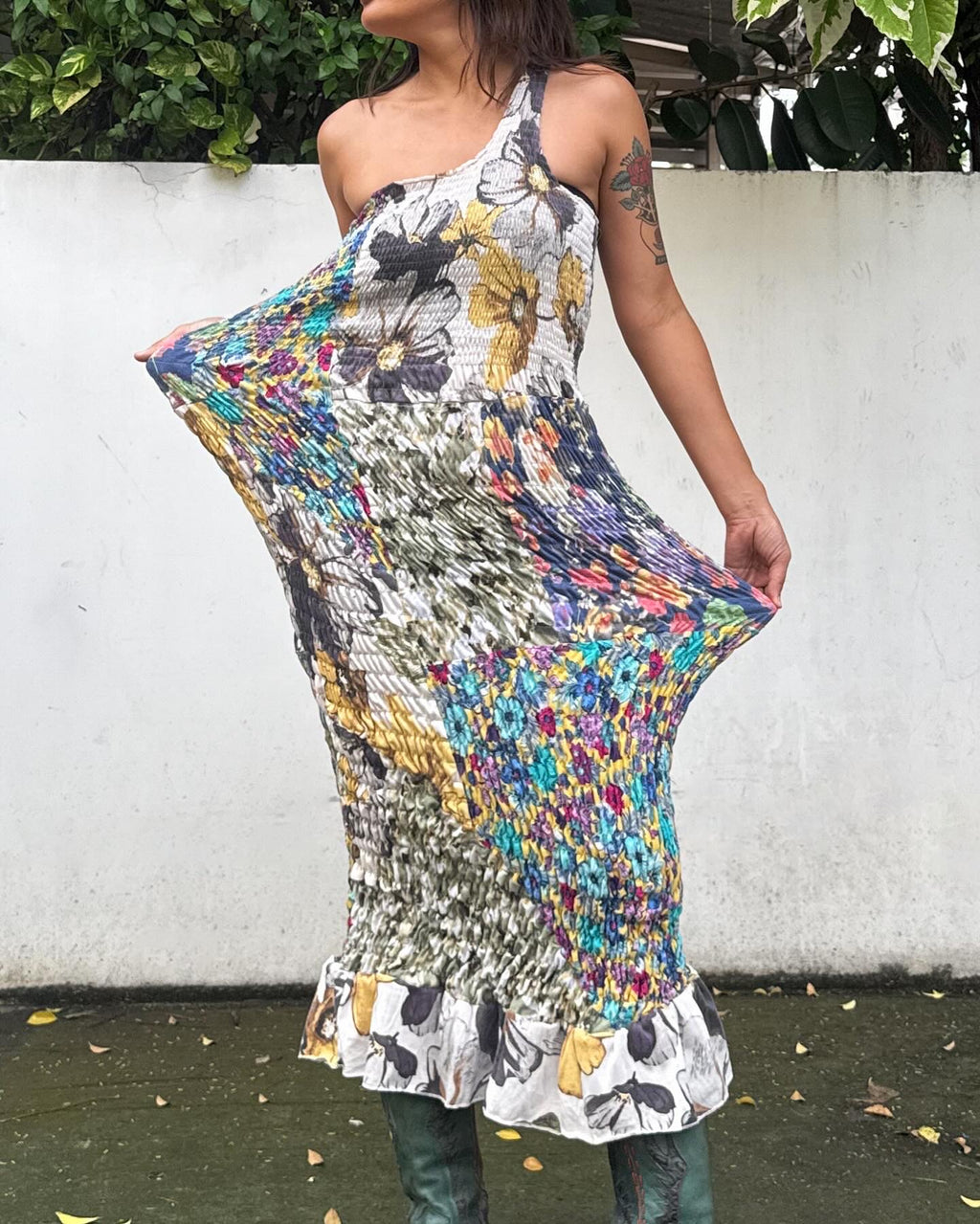 Floral Patchwork Smock Dress