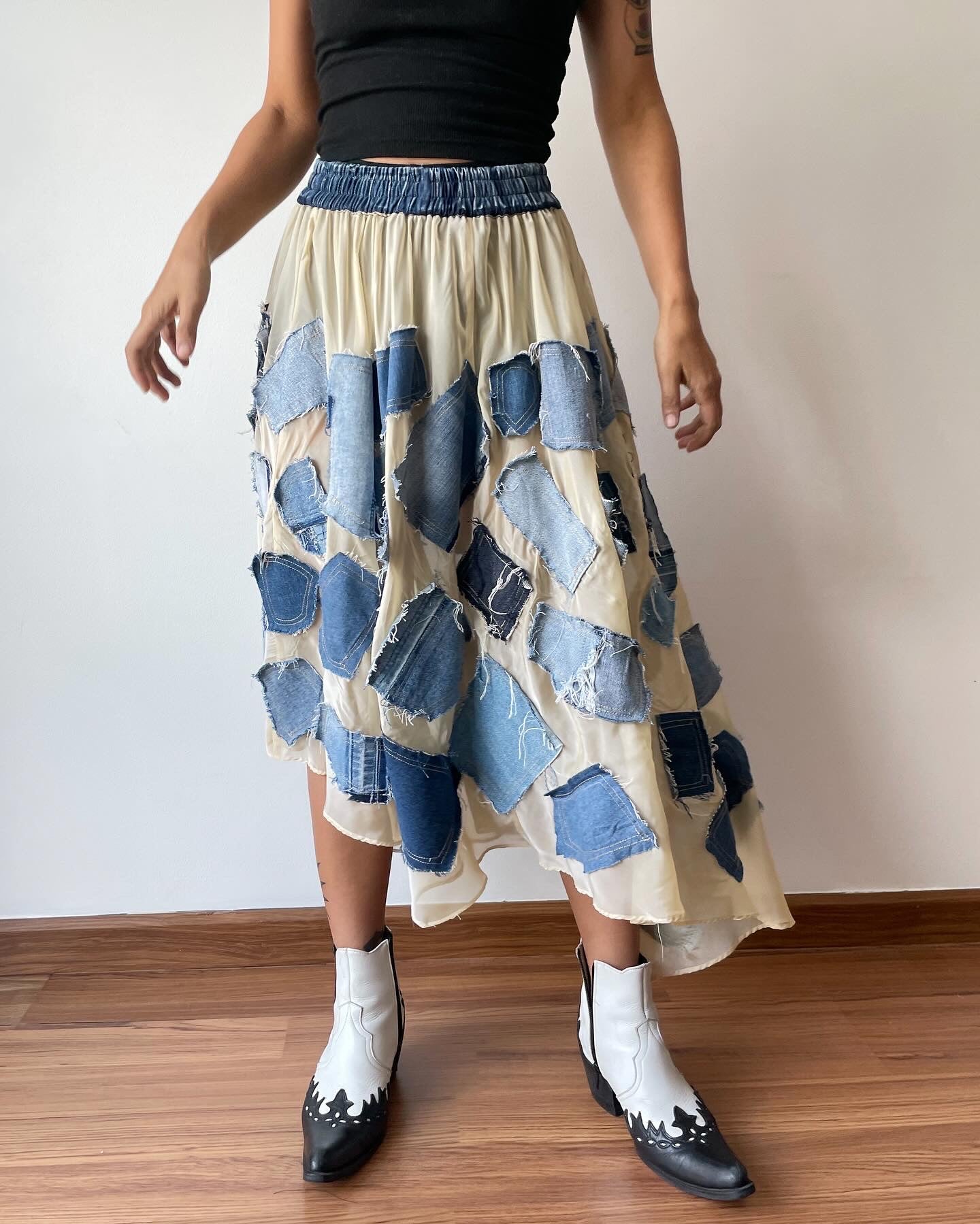 Denim Patch Light Skirt