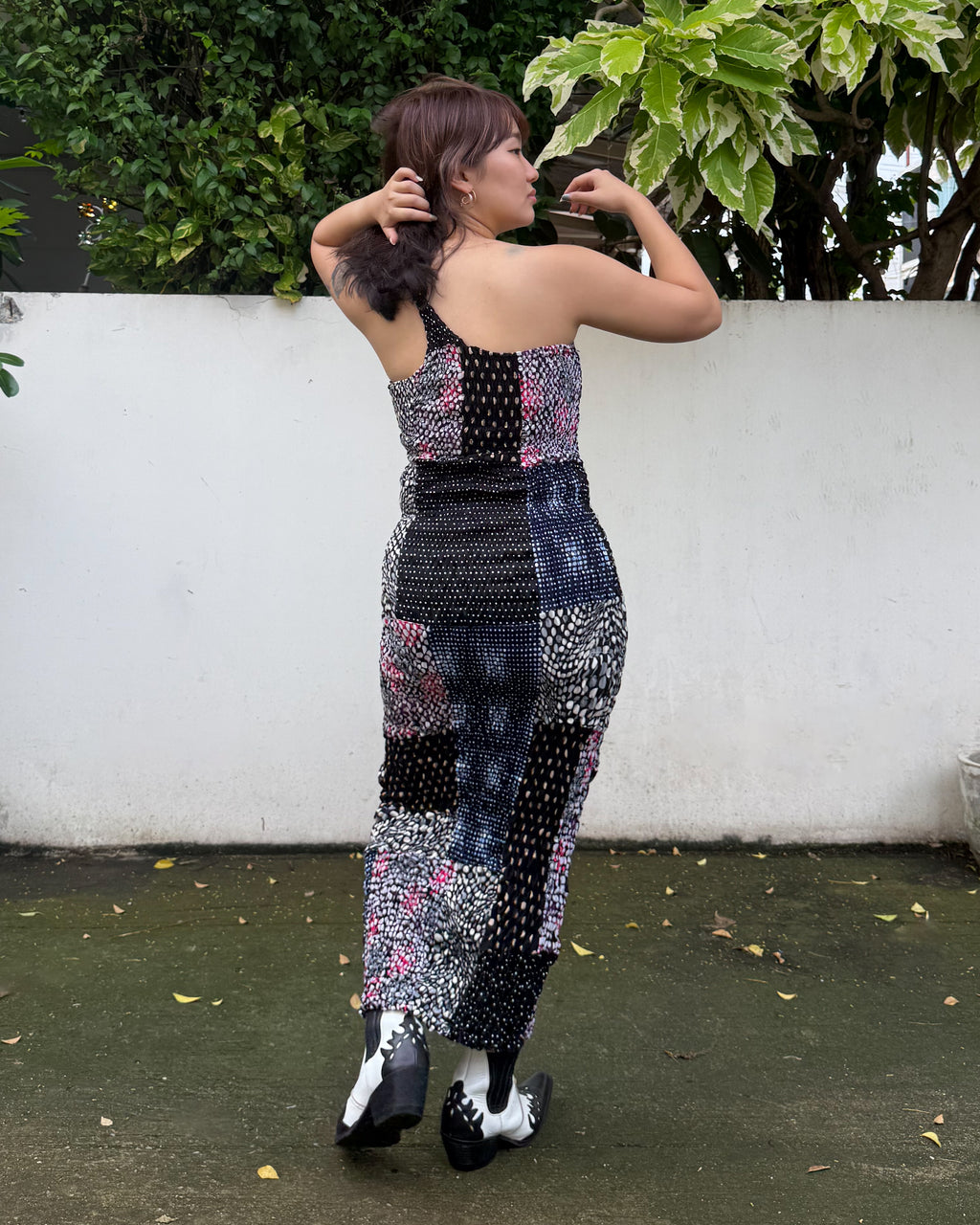 Dots Patchwork Smock Dress