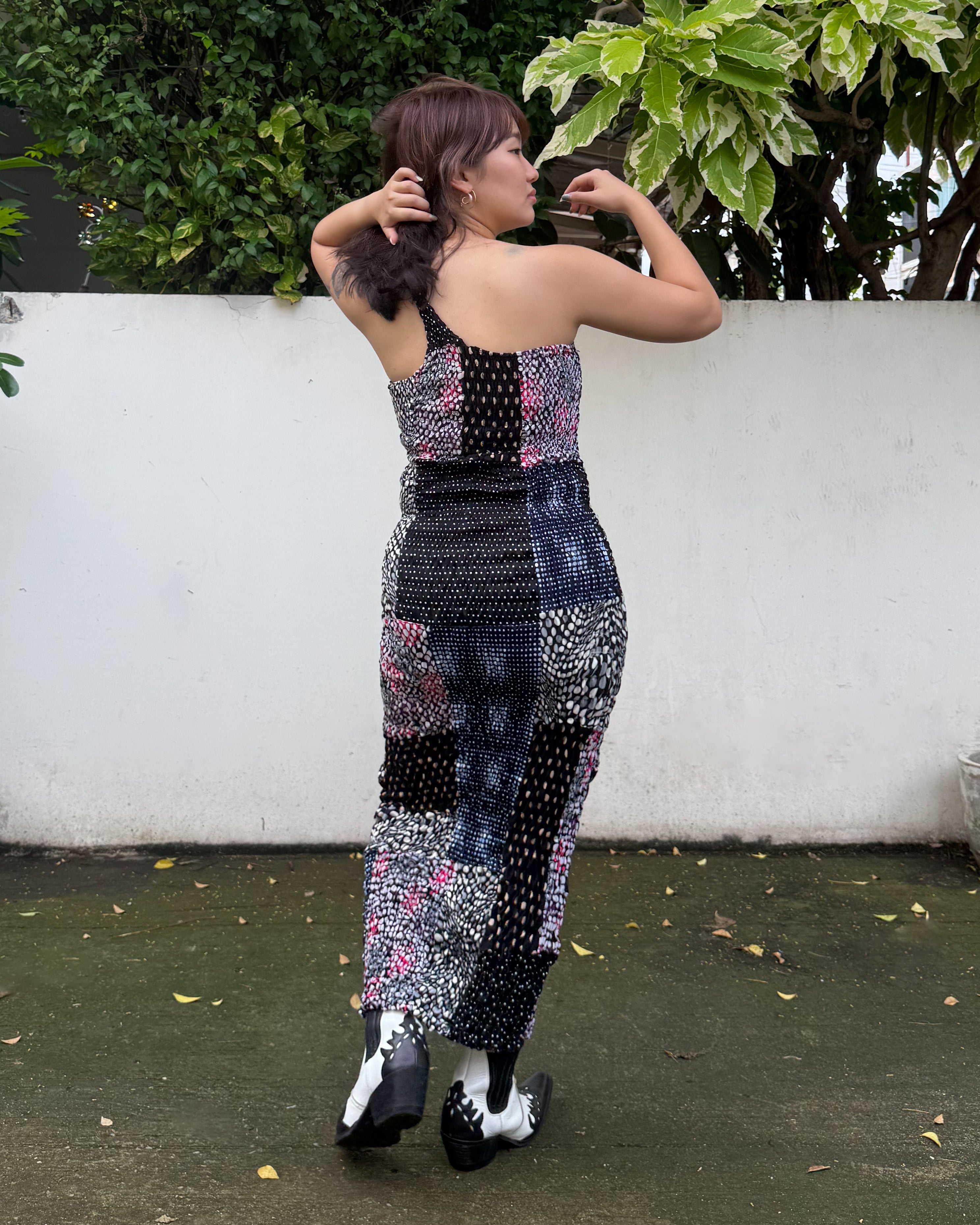 Dots Patchwork Smock Dress