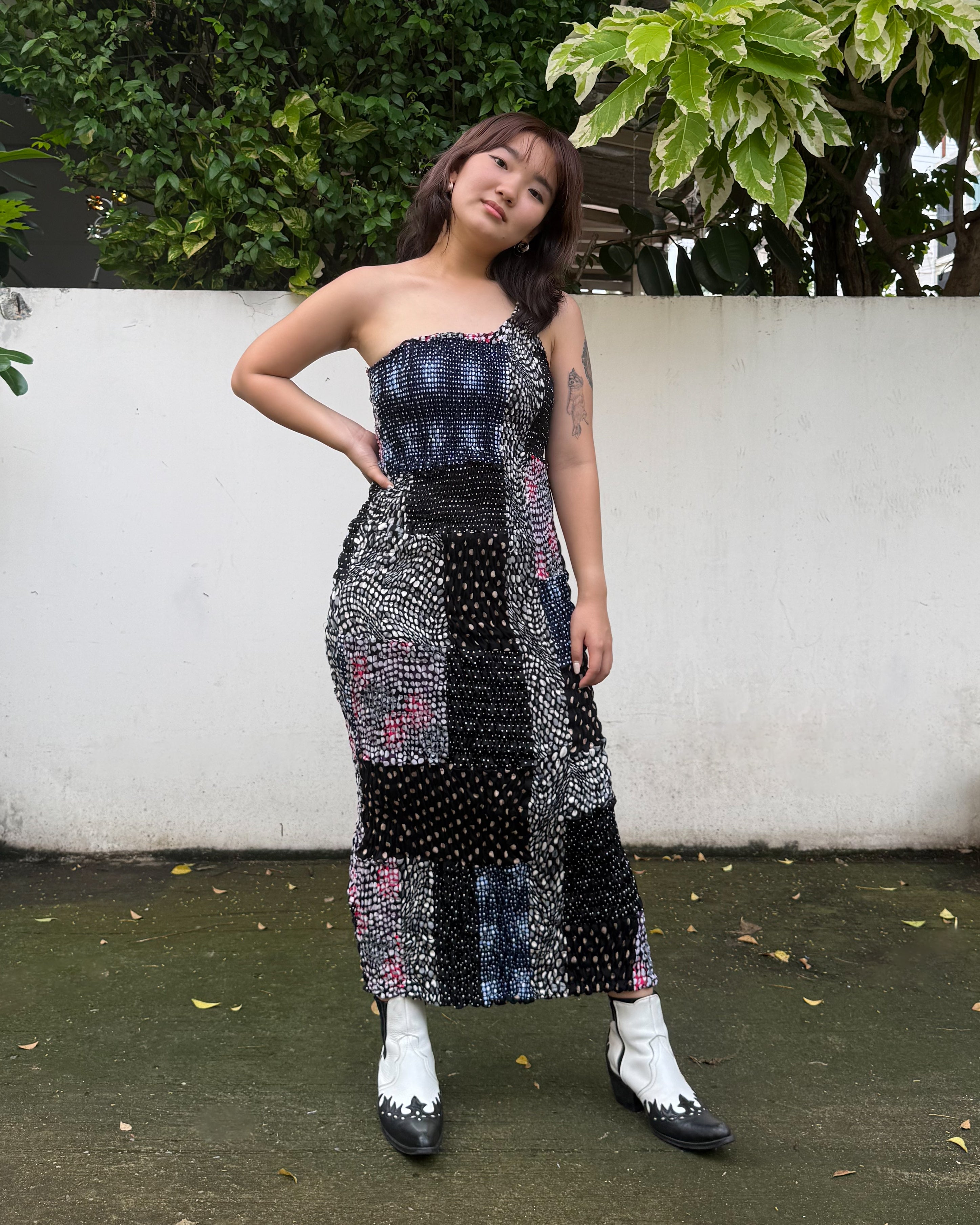Dots Patchwork Smock Dress