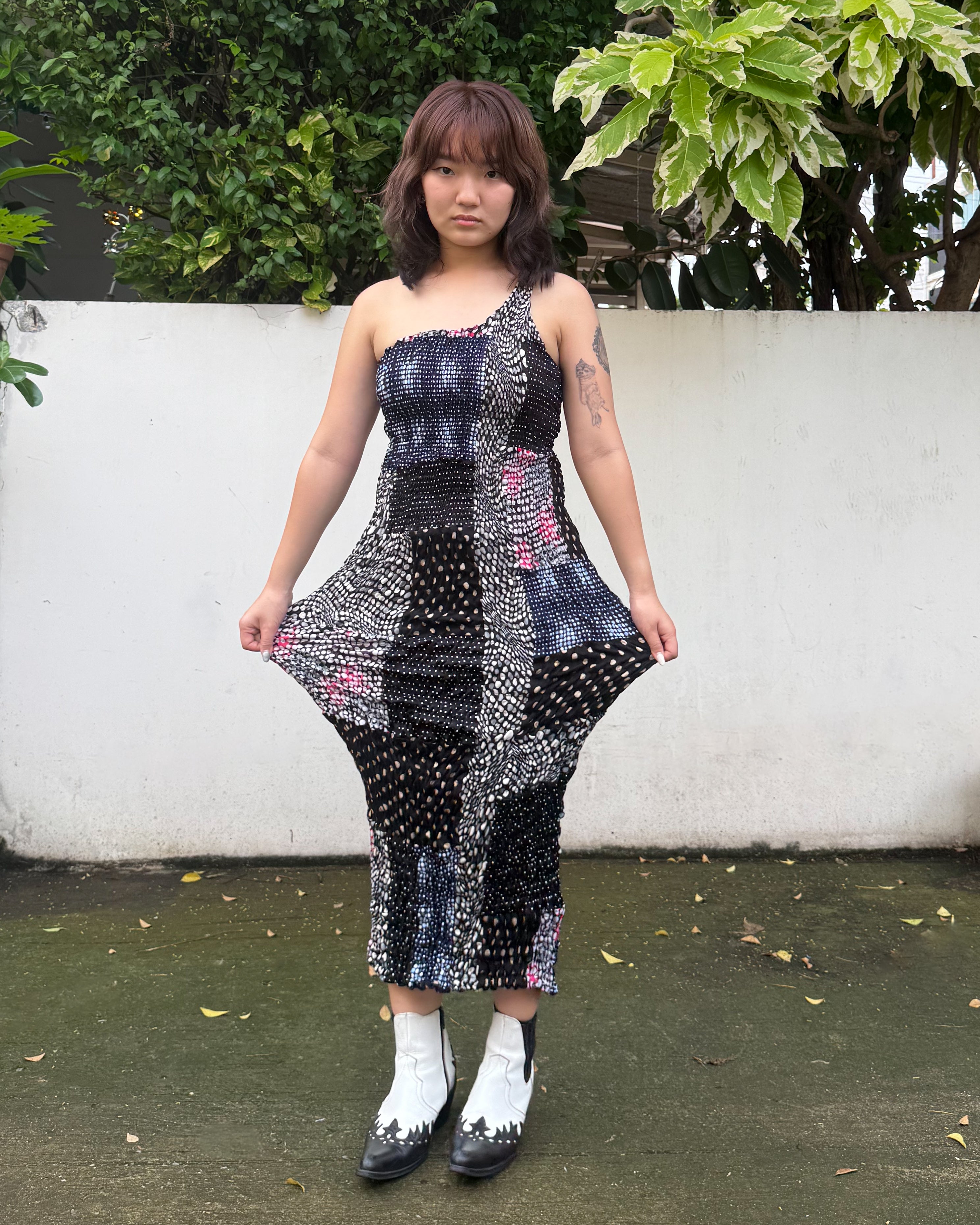 Dots Patchwork Smock Dress