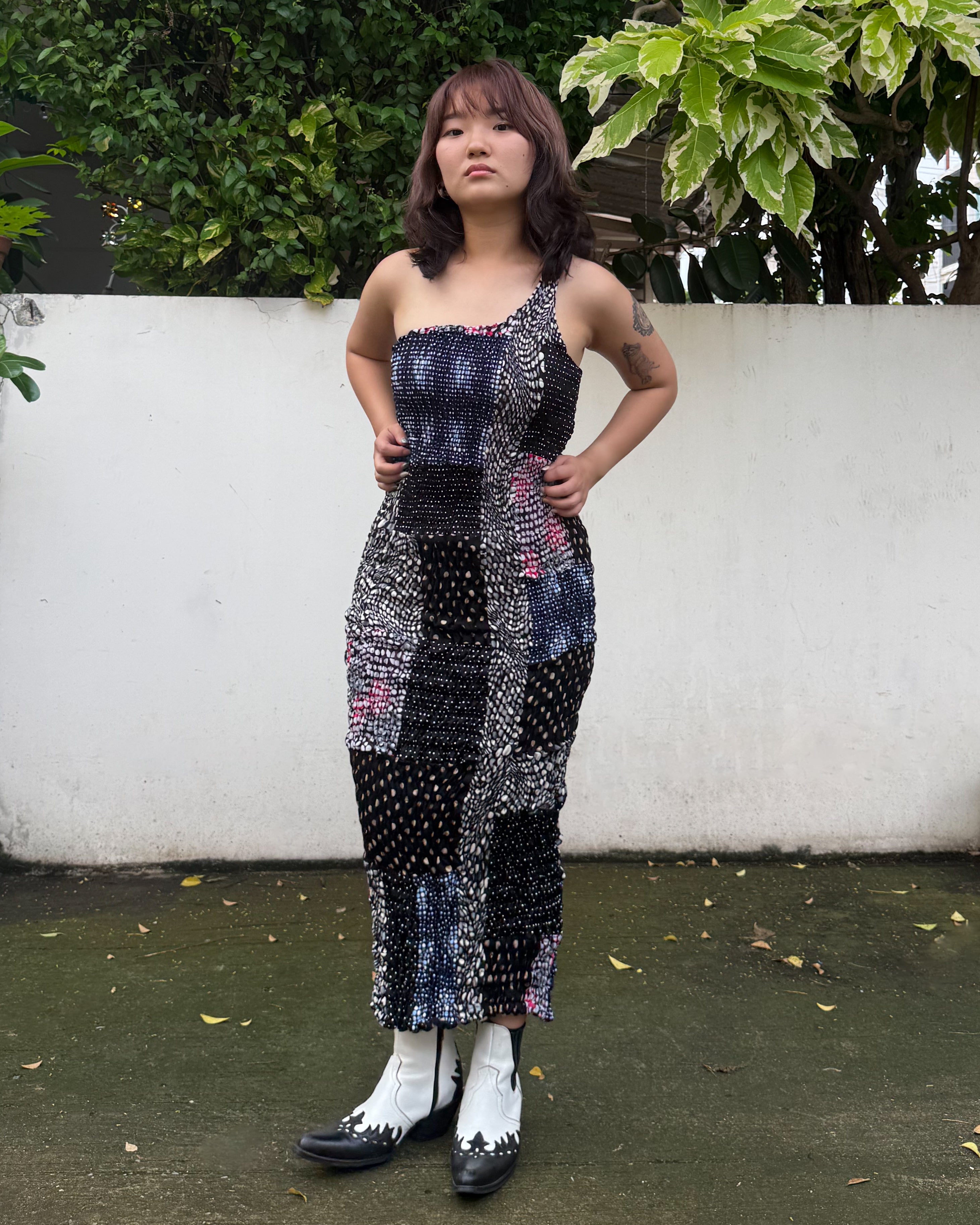 Dots Patchwork Smock Dress