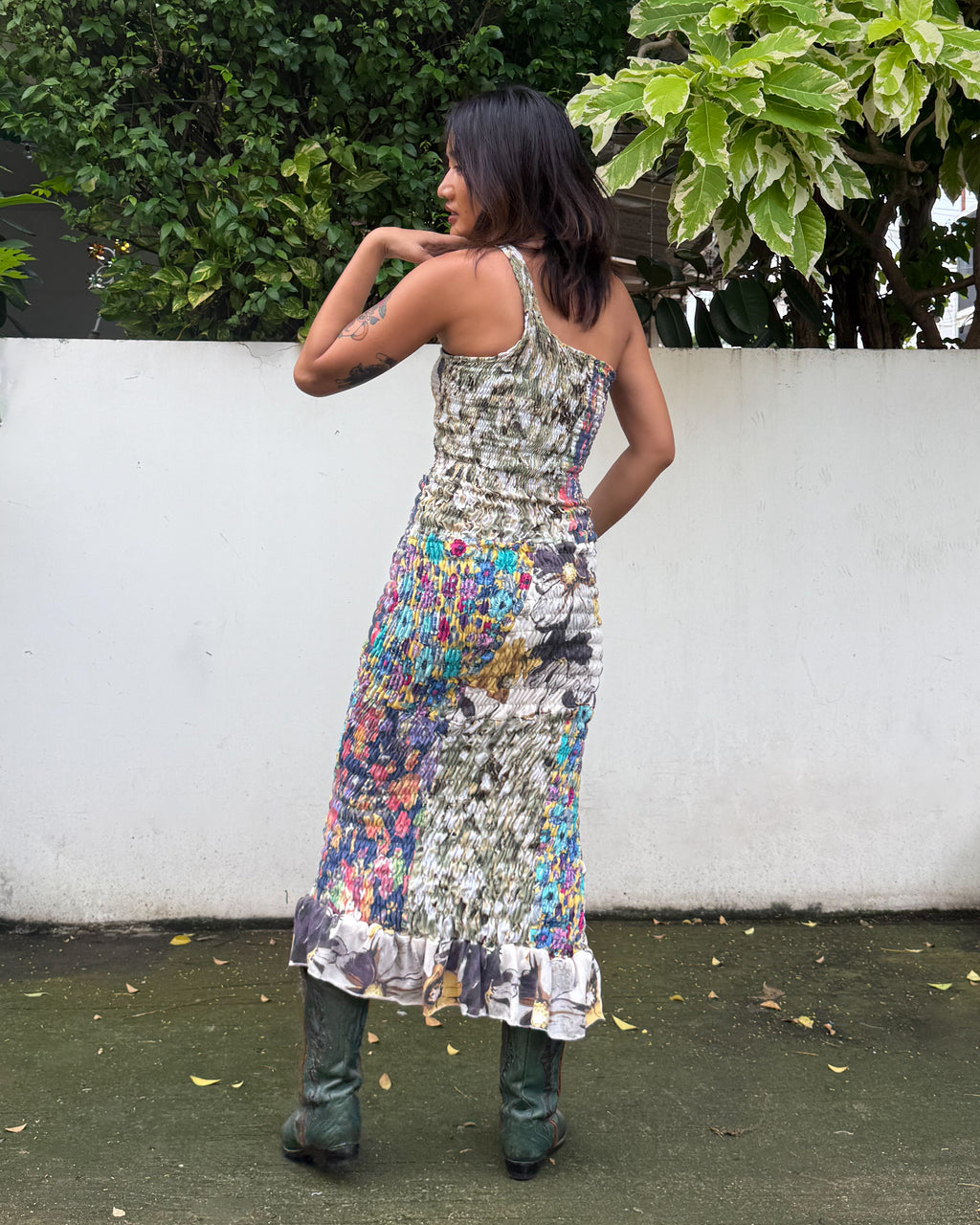 Floral Patchwork Smock Dress