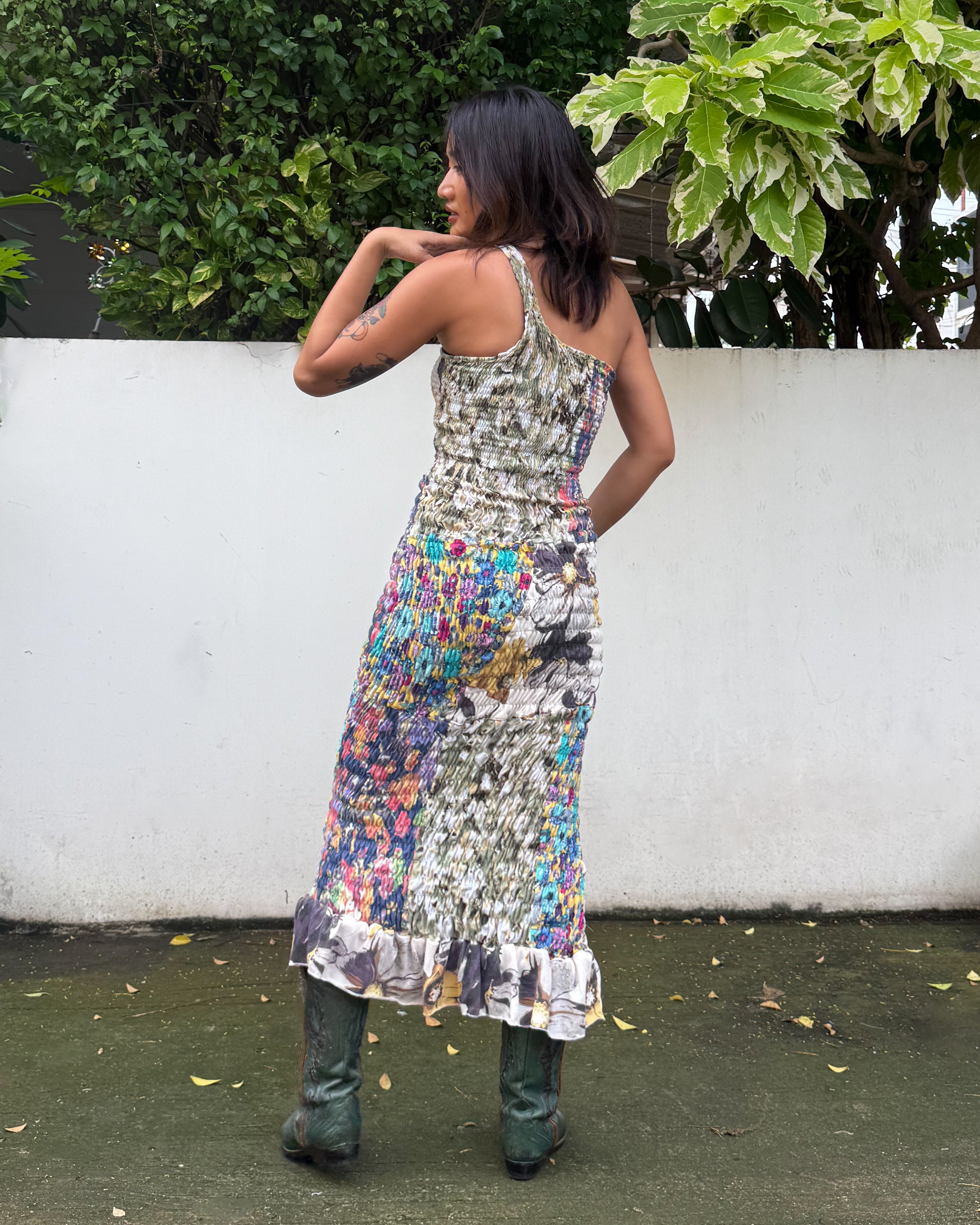 Floral Patchwork Smock Dress