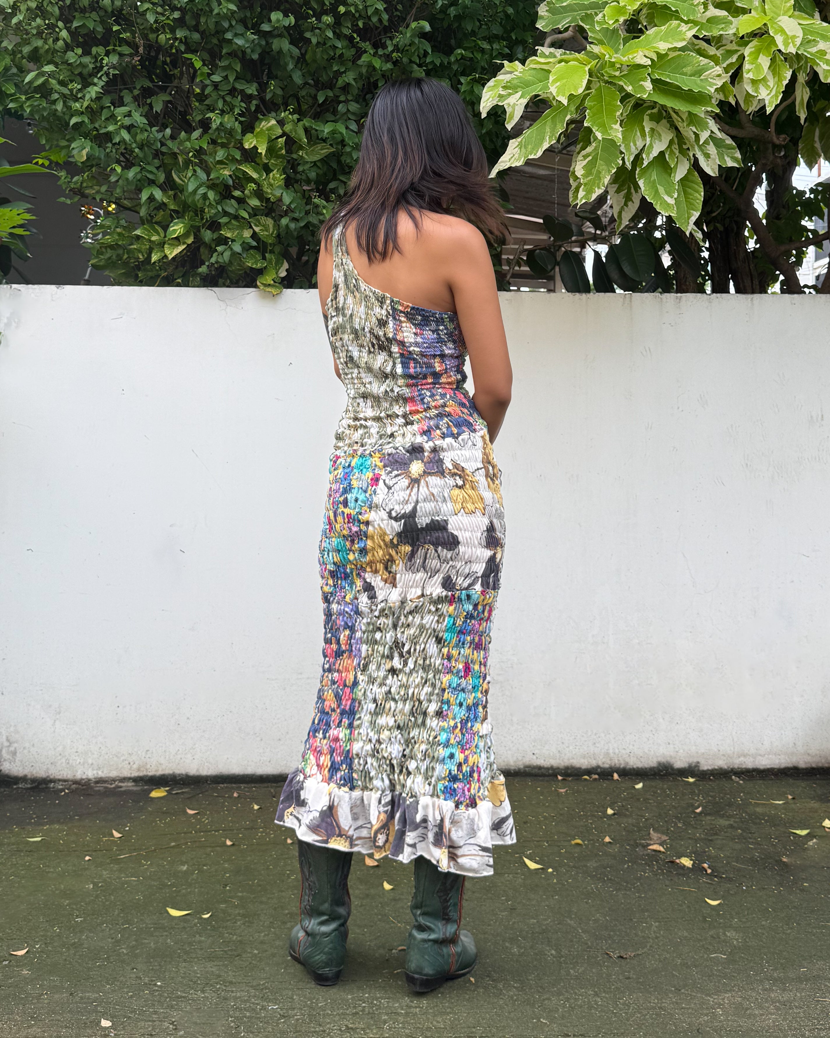 Floral Patchwork Smock Dress