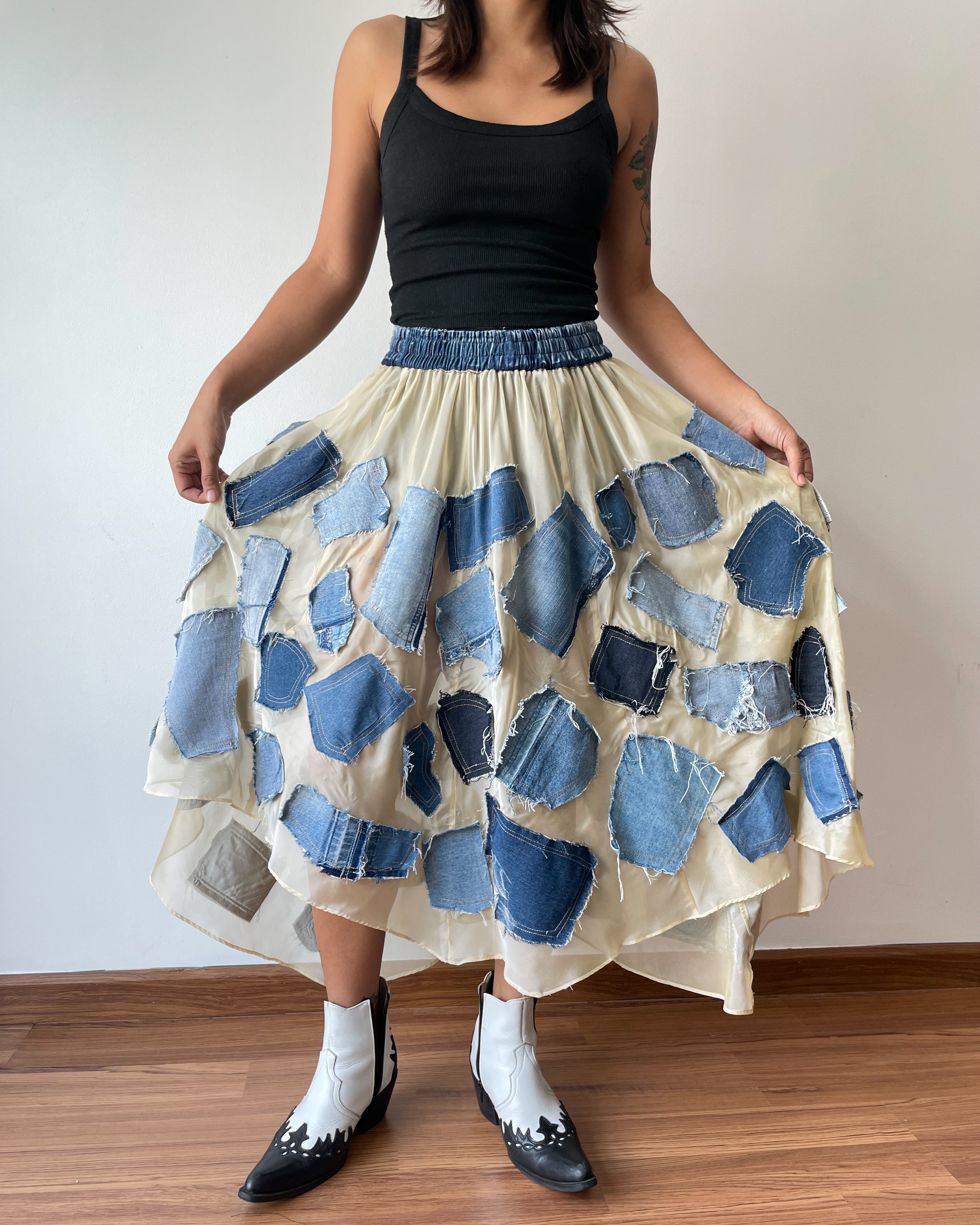 Denim Patch Light Skirt