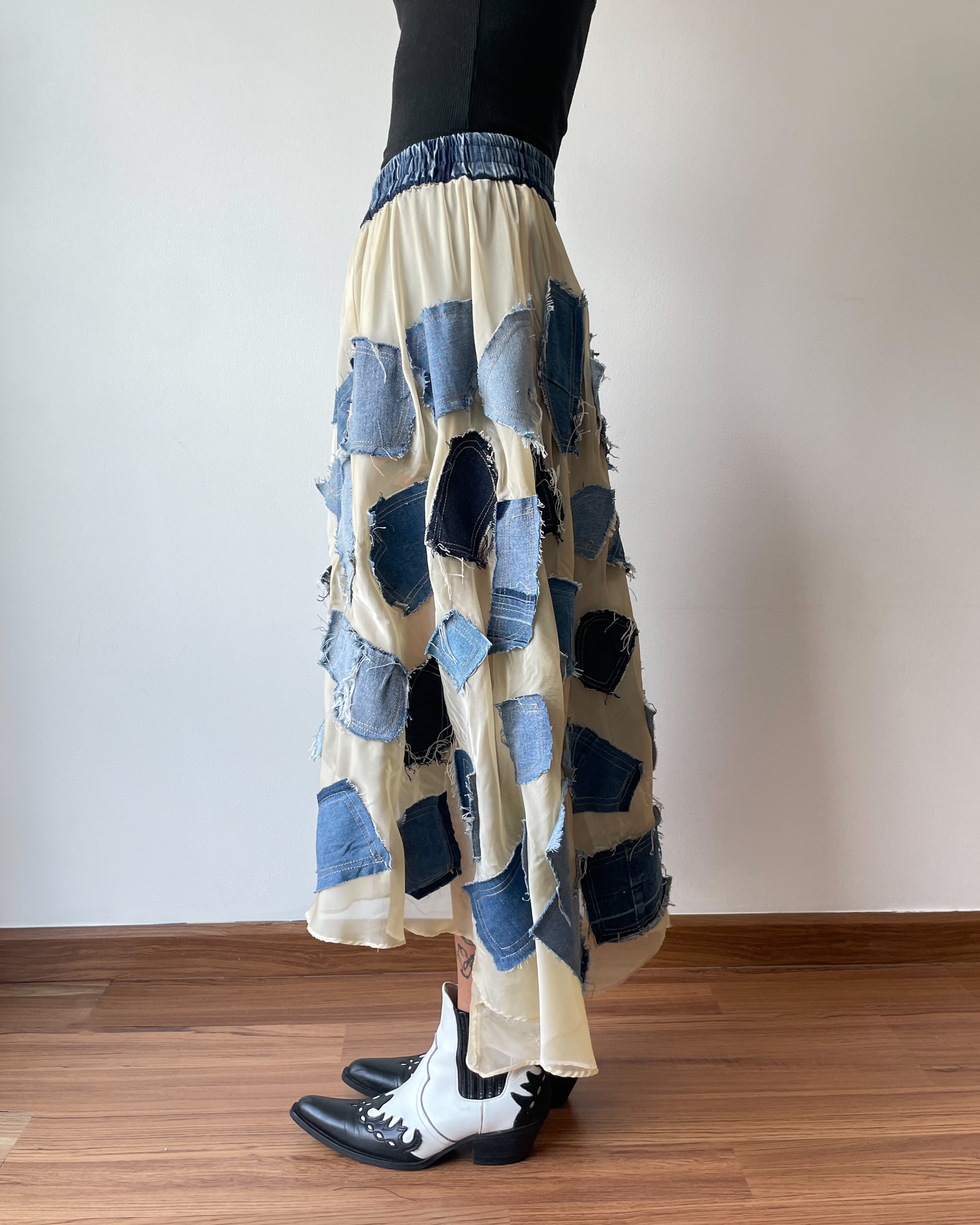 Denim Patch Light Skirt