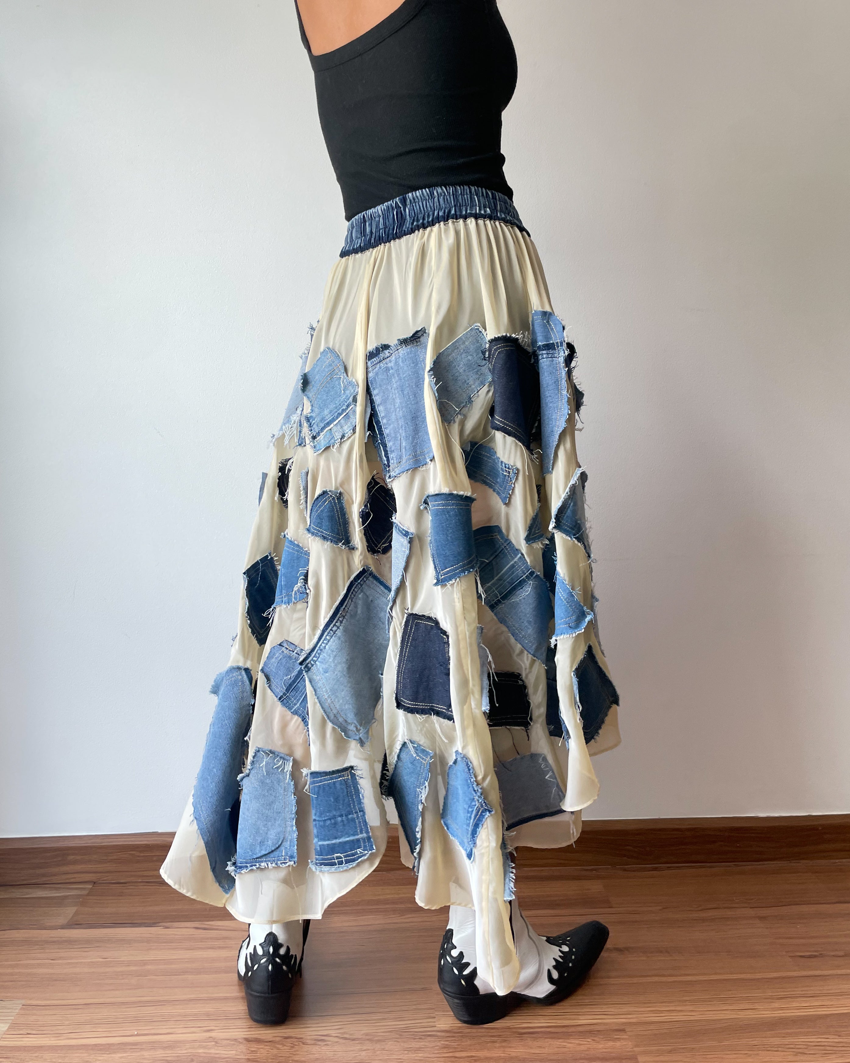 Denim Patch Light Skirt